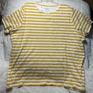 NWT Croft & Barrow Mustard Yellow and White Striped T 4X